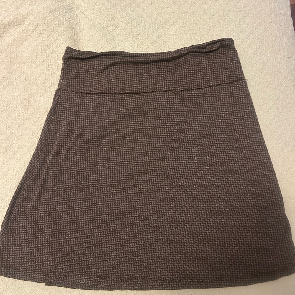 Toad&Co Brown Micro-Houndstooth A-Line Skirt